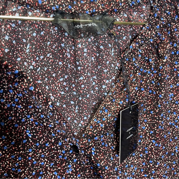 Code x Mode Drop Waist Button Front Ruffle Skirt Satin V Neck Dress - Picture 4 of 8